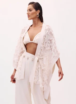 Conjunto Calcas Kimonoe Top Yasmin Bege Leblanc - Oasis