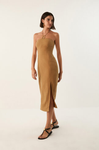 Vestido Midi Amora Detalhe Toffee - Vix Paula Hermanny